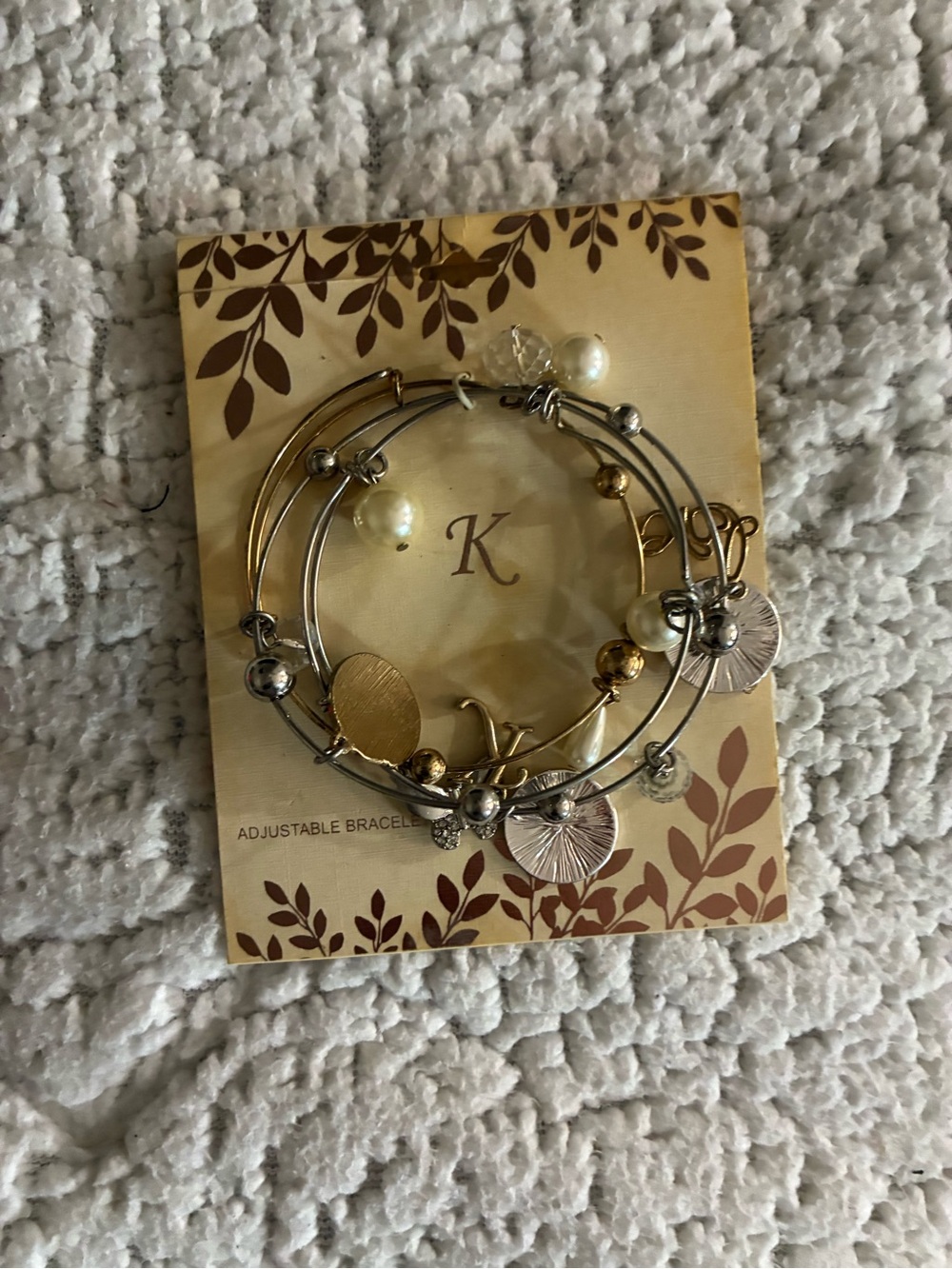 Kohl's Two-Tone Gold and Silver Charm Pearl Bracelet Set